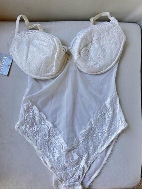 La Perla White Lace Sheer Bodysuit Bra - #200